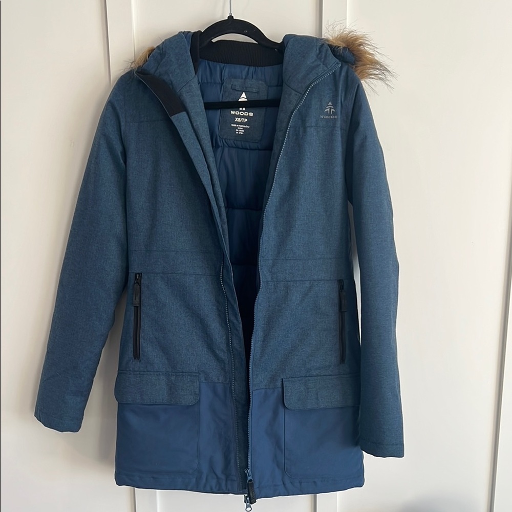 Blue Hooded Winter Coat